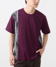 MKKIX04069 MK MICHEL KLEIN HOMME(MKミッシェルクランオム) 【洗える】Tシャツ/ハケ目柄切り替えリラックスシルエット パープル
