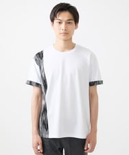 MKKIX04069 MK MICHEL KLEIN HOMME(MKミッシェルクランオム) 【洗える】Tシャツ/ハケ目柄切り替えリラックスシルエット パープル