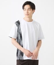 MKKIX04069 MK MICHEL KLEIN HOMME(MKミッシェルクランオム) 【洗える】Tシャツ/ハケ目柄切り替えリラックスシルエット パープル