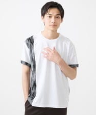 MKKIX04069 MK MICHEL KLEIN HOMME(MKミッシェルクランオム) 【洗える】Tシャツ/ハケ目柄切り替えリラックスシルエット パープル