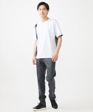 MKKIX04069 MK MICHEL KLEIN HOMME(MKミッシェルクランオム) 【洗える】Tシャツ/ハケ目柄切り替えリラックスシルエット パープル
