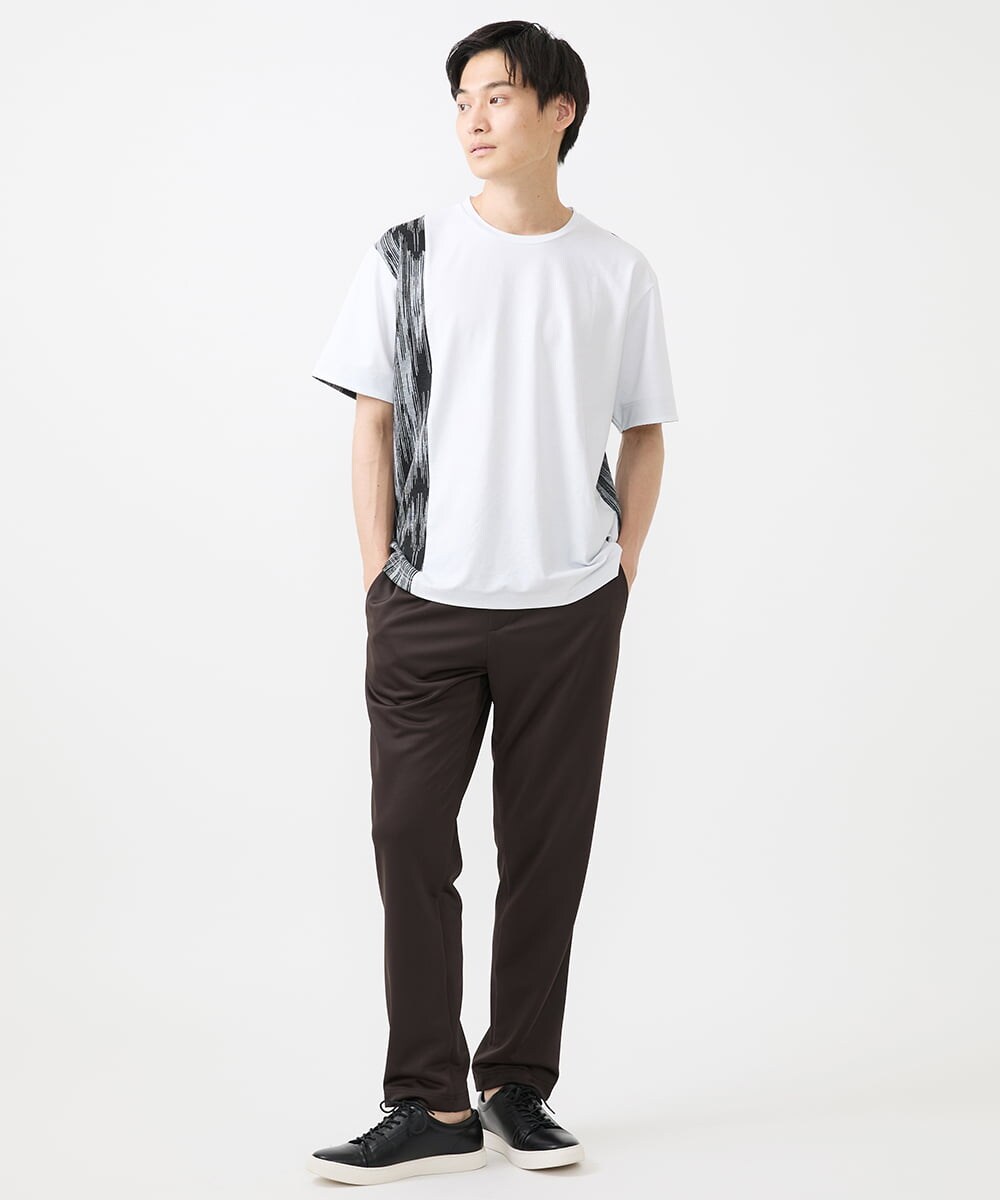 MKKIX04069 MK MICHEL KLEIN HOMME(MKミッシェルクランオム) 【洗える】Tシャツ/ハケ目柄切り替えリラックスシルエット パープル