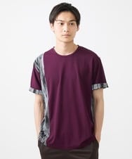 MKKIX04069 MK MICHEL KLEIN HOMME(MKミッシェルクランオム) 【洗える】Tシャツ/ハケ目柄切り替えリラックスシルエット パープル