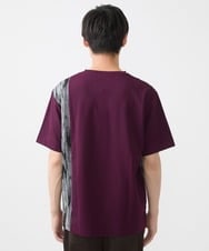 MKKIX04069 MK MICHEL KLEIN HOMME(MKミッシェルクランオム) 【洗える】Tシャツ/ハケ目柄切り替えリラックスシルエット パープル