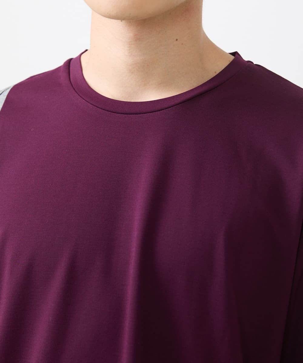 MKKIX04069 MK MICHEL KLEIN HOMME(MKミッシェルクランオム) 【洗える】Tシャツ/ハケ目柄切り替えリラックスシルエット パープル