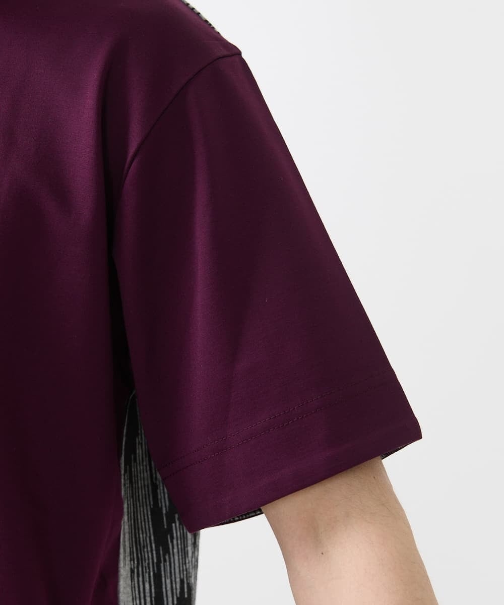 MKKIX04069 MK MICHEL KLEIN HOMME(MKミッシェルクランオム) 【洗える】Tシャツ/ハケ目柄切り替えリラックスシルエット パープル
