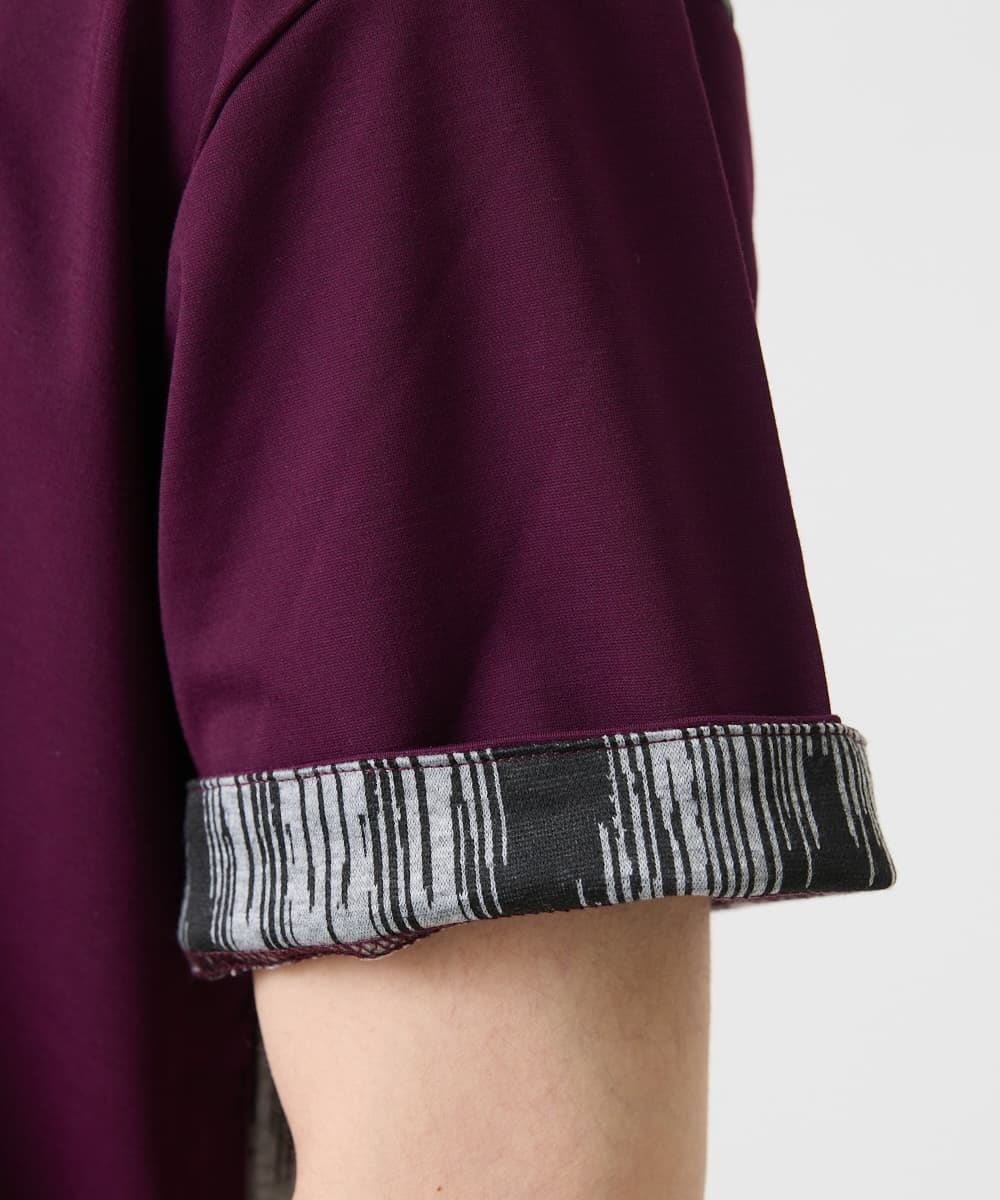 MKKIX04069 MK MICHEL KLEIN HOMME(MKミッシェルクランオム) 【洗える】Tシャツ/ハケ目柄切り替えリラックスシルエット パープル