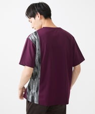 MKKIX04069 MK MICHEL KLEIN HOMME(MKミッシェルクランオム) 【洗える】Tシャツ/ハケ目柄切り替えリラックスシルエット パープル