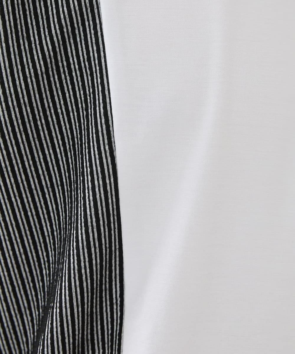 MKKIX05069 MK MICHEL KLEIN HOMME(MKミッシェルクランオム) 【限定展開】Tシャツ/ダブルストライプ切り替えBIGシルエット ブラック