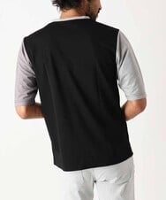 MKKIX06069 MK MICHEL KLEIN HOMME(MKミッシェルクランオム) 【洗える】五分袖カットソー/スエード切り替えシルキーポンチ ネイビー