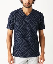 MKKIX24069 MK MICHEL KLEIN HOMME(MKミッシェルクランオム) 【洗える】カットソー/シェブロンフクレジャガード ネイビー