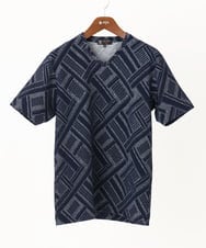 MKKIX24069 MK MICHEL KLEIN HOMME(MKミッシェルクランオム) 【洗える】カットソー/シェブロンフクレジャガード ネイビー