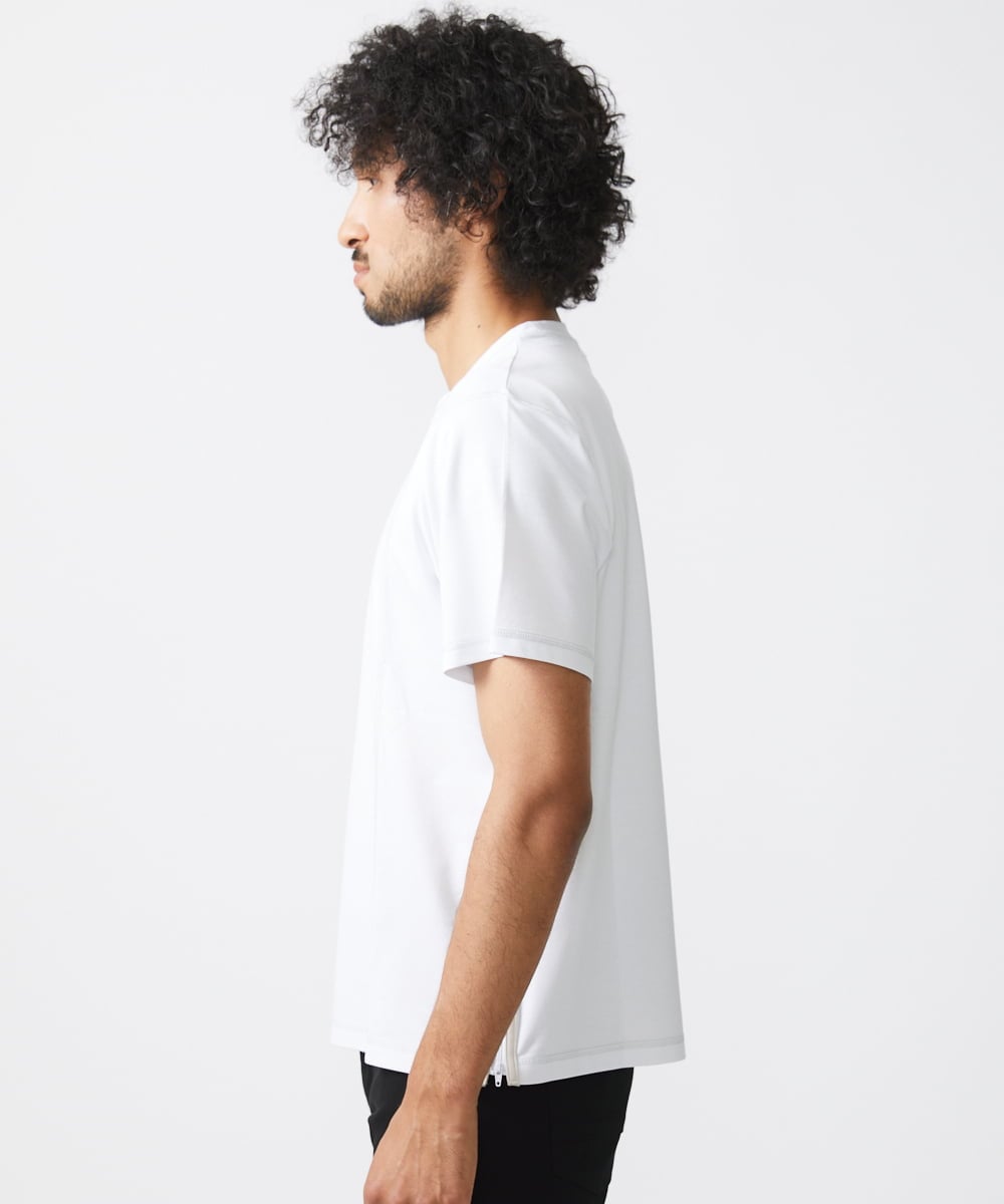MKKIX48069 MK MICHEL KLEIN HOMME(MKミッシェルクランオム) 【大きいサイズあり】カットソー/サイドZIPデザイン ホワイト