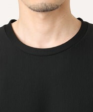 MKKJA17069 MK MICHEL KLEIN HOMME(MKミッシェルクランオム) 【洗える】ストライプテレコクルーネックカットソー ブラック