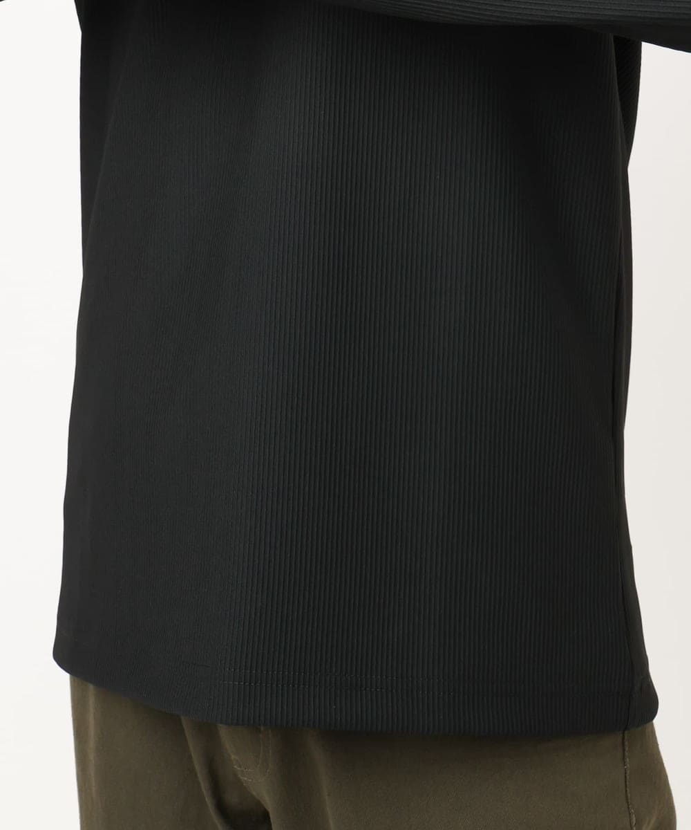 MKKJA17069 MK MICHEL KLEIN HOMME(MKミッシェルクランオム) 【洗える】ストライプテレコクルーネックカットソー ブラック