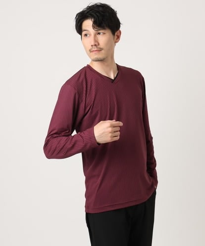 MKKJA33059 MK MICHEL KLEIN HOMME 【接触冷感】ブライトシャドーストライプカットソー