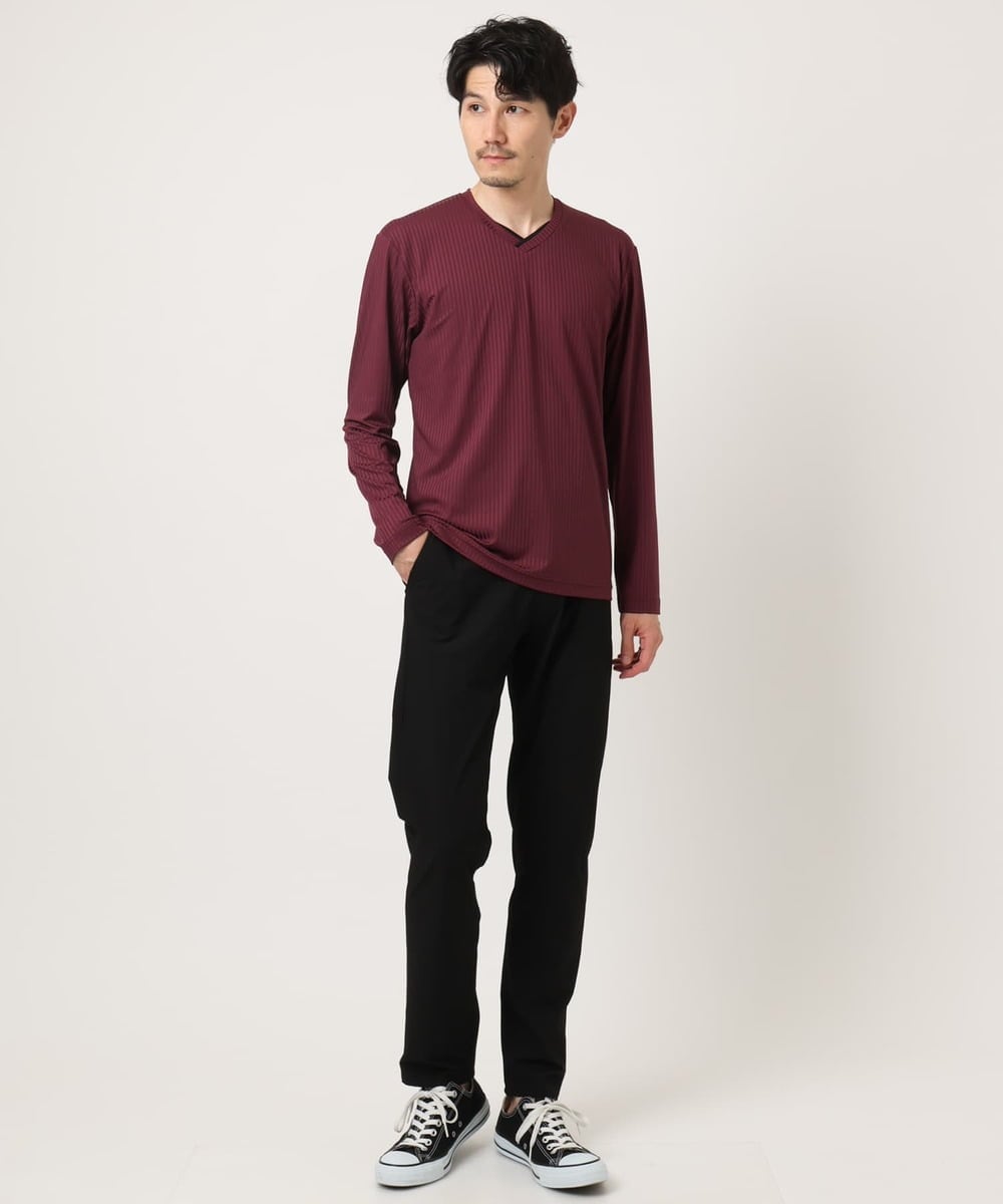 MKKJA33059 MK MICHEL KLEIN HOMME(MKミッシェルクランオム) 【接触冷感】ブライトシャドーストライプカットソー パープル