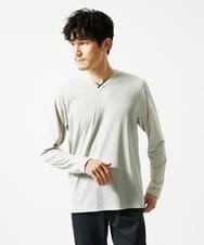 MKKJA33059 MK MICHEL KLEIN HOMME(MKミッシェルクランオム) 【接触冷感】ブライトシャドーストライプカットソー ライトグレー