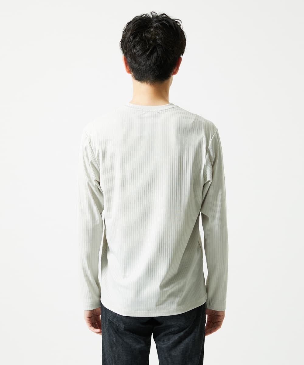 MKKJA33059 MK MICHEL KLEIN HOMME(MKミッシェルクランオム) 【接触冷感】ブライトシャドーストライプカットソー ライトグレー