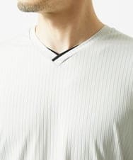 MKKJA33059 MK MICHEL KLEIN HOMME(MKミッシェルクランオム) 【接触冷感】ブライトシャドーストライプカットソー ライトグレー