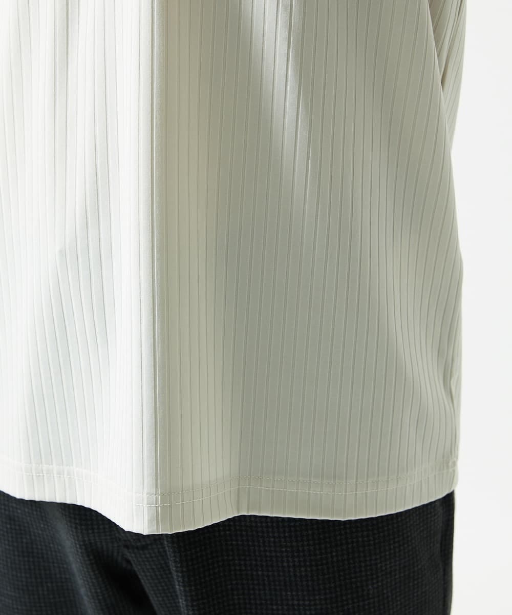 MKKJA33059 MK MICHEL KLEIN HOMME(MKミッシェルクランオム) 【接触冷感】ブライトシャドーストライプカットソー ライトグレー