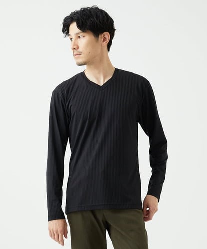 MKKJA33059 MK MICHEL KLEIN HOMME 【接触冷感】ブライトシャドーストライプカットソー