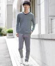 MKKJG16055 MK MICHEL KLEIN HOMME(MKミッシェルクランオム) カットソー／シャドーボーダー ネイビー