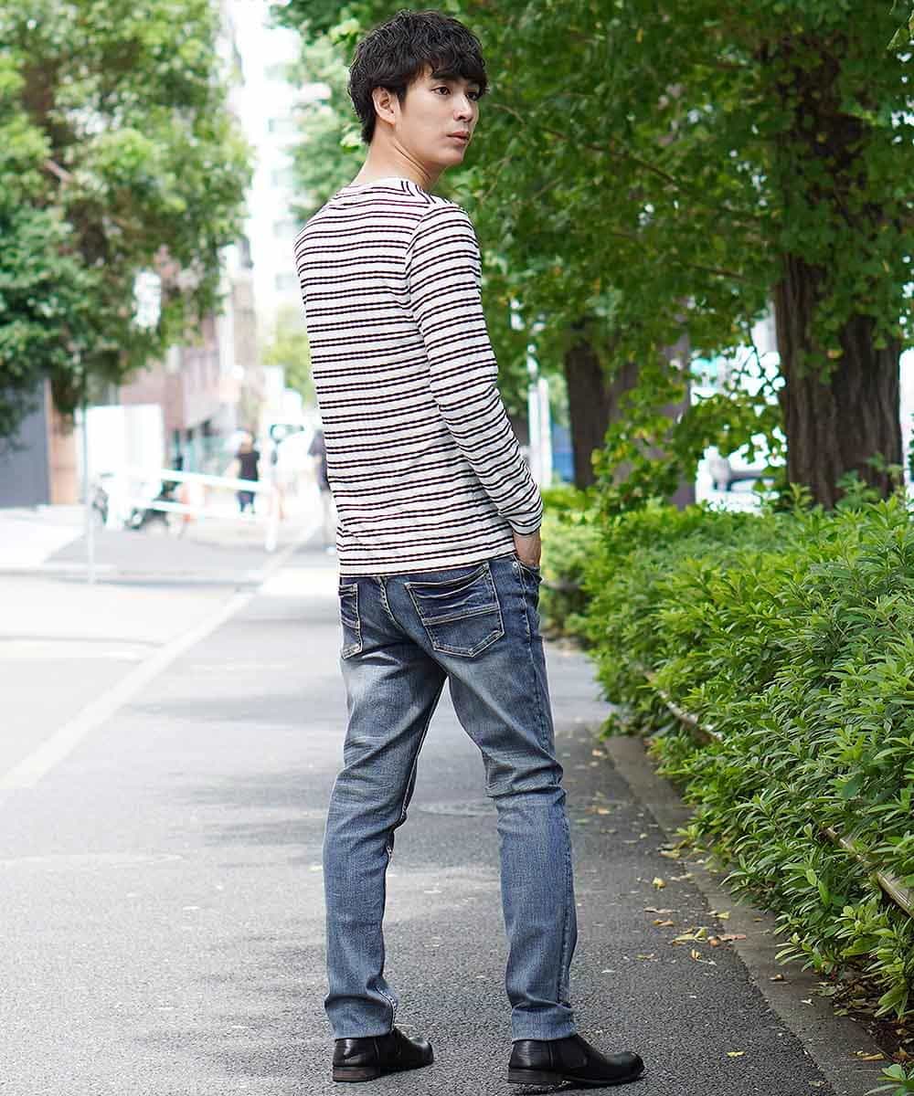 MKKJG16055 MK MICHEL KLEIN HOMME(MKミッシェルクランオム) カットソー／シャドーボーダー ホワイト