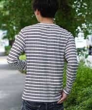 MKKJG16055 MK MICHEL KLEIN HOMME(MKミッシェルクランオム) カットソー／シャドーボーダー ホワイト