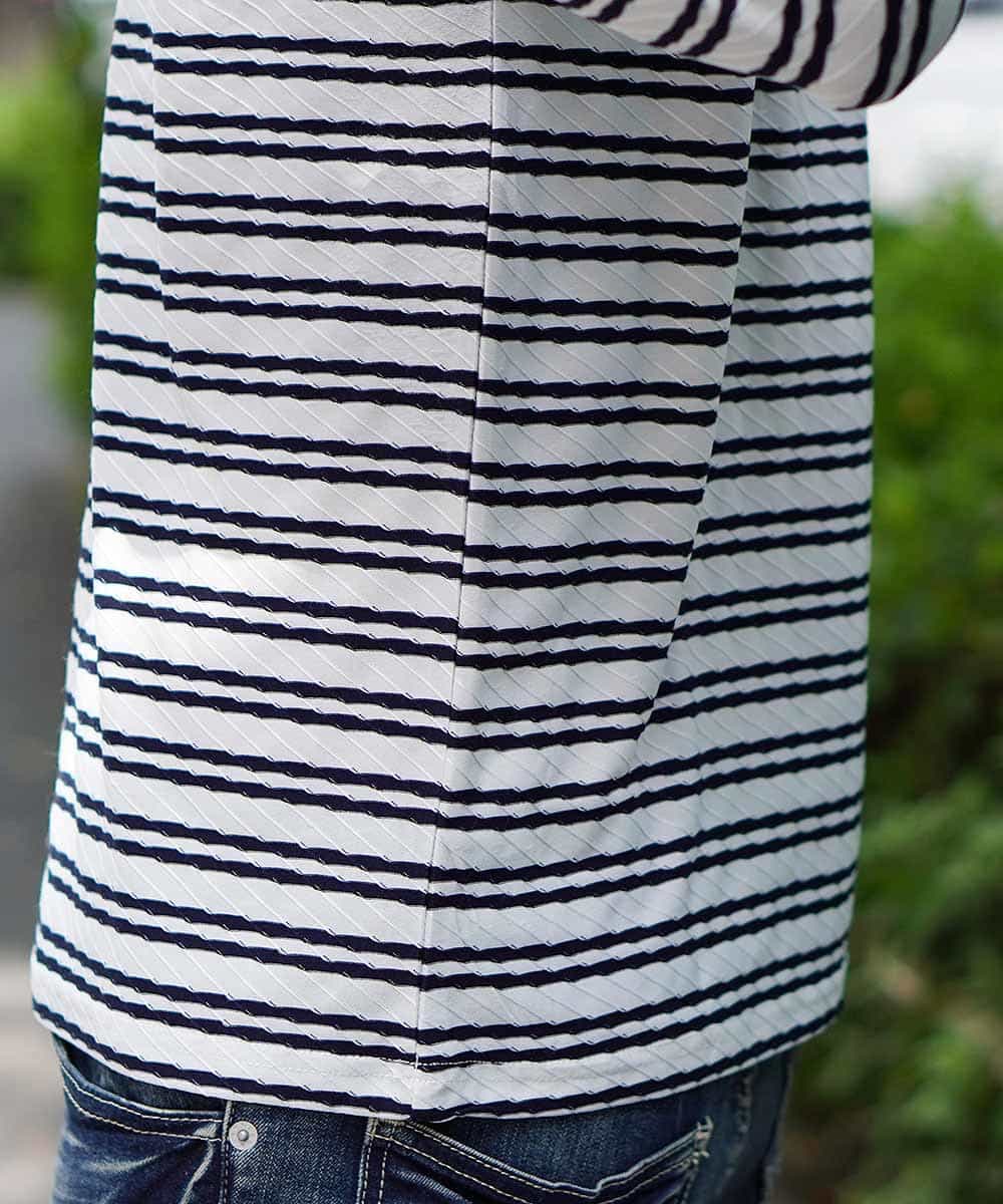 MKKJG16055 MK MICHEL KLEIN HOMME(MKミッシェルクランオム) カットソー／シャドーボーダー ホワイト