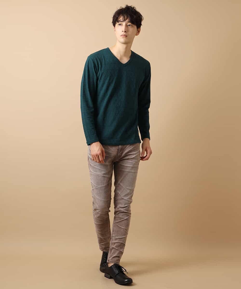 MKKJJ60045 MK MICHEL KLEIN HOMME(MKミッシェルクランオム) バイヤス柄カットソー グリーン