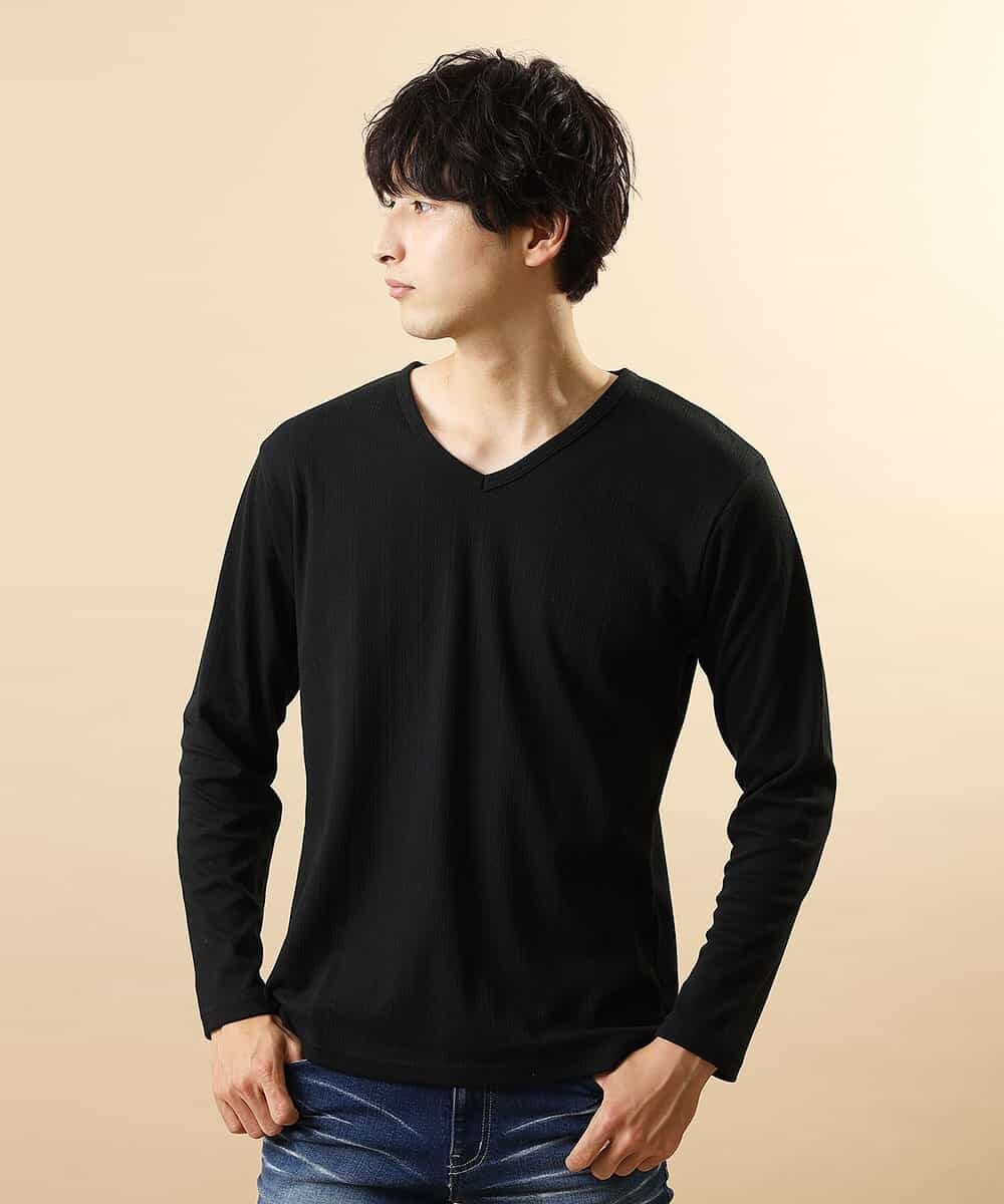 MKKJJ61059 MK MICHEL KLEIN HOMME(MKミッシェルクランオム) ブライトハリヌキカットソー ブラック