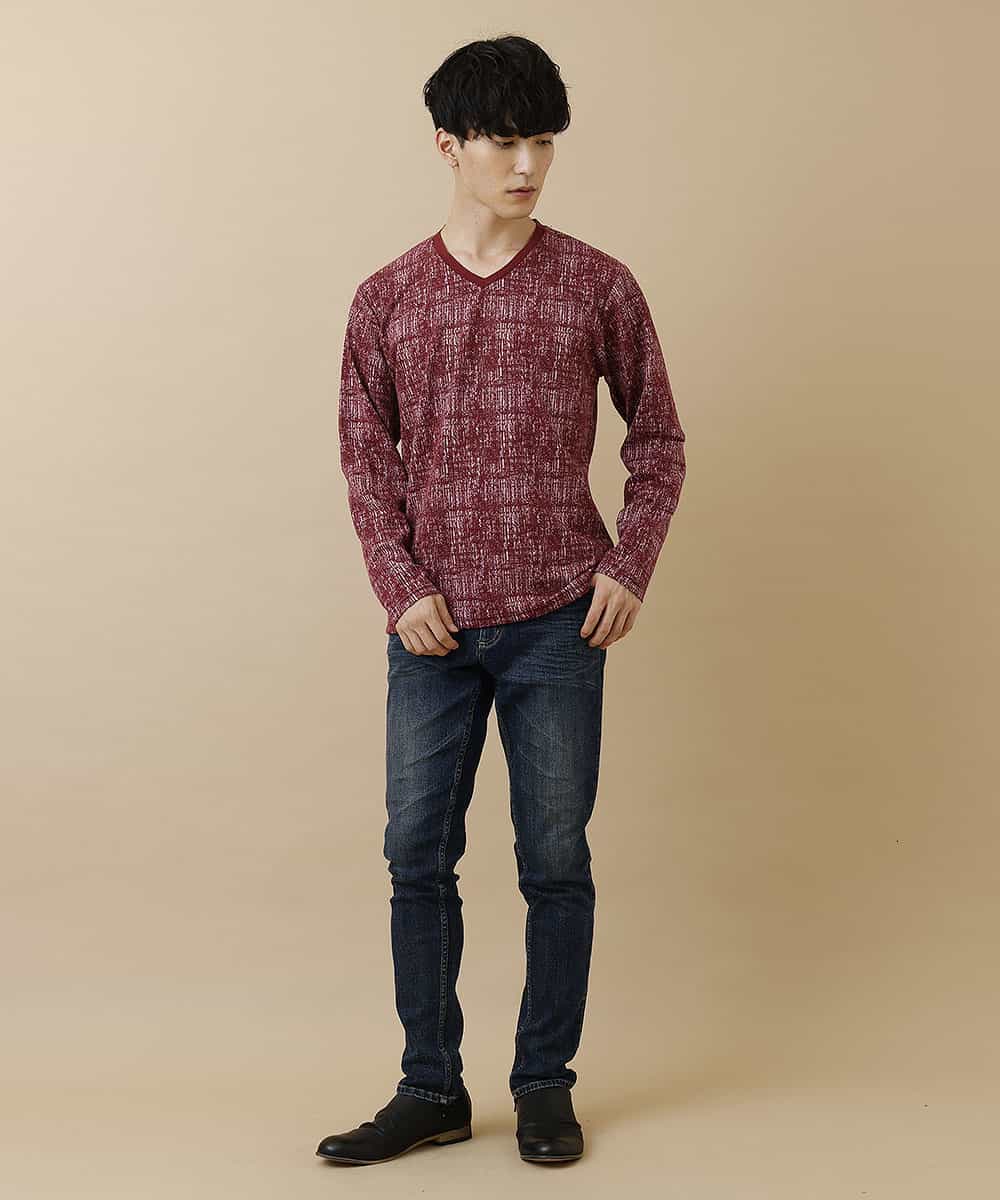 MKKJJ62045 MK MICHEL KLEIN HOMME(MKミッシェルクランオム) カットソー／マッシュグレンチェック パープル