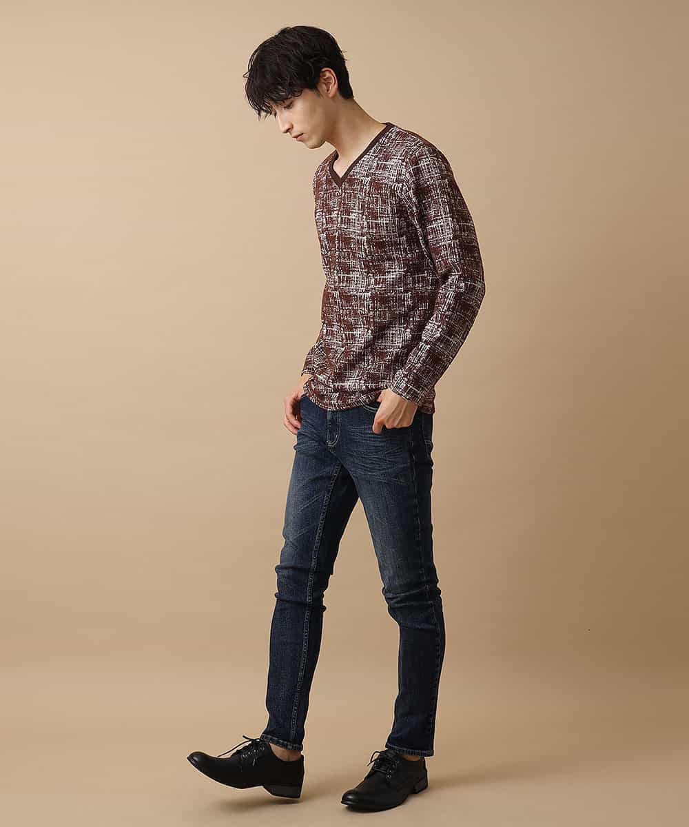 MKKJJ62045 MK MICHEL KLEIN HOMME(MKミッシェルクランオム) カットソー／マッシュグレンチェック ブラウン