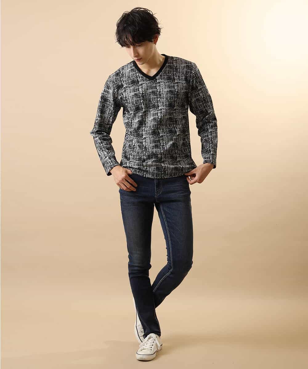 MKKJJ62045 MK MICHEL KLEIN HOMME(MKミッシェルクランオム) カットソー／マッシュグレンチェック ブラック