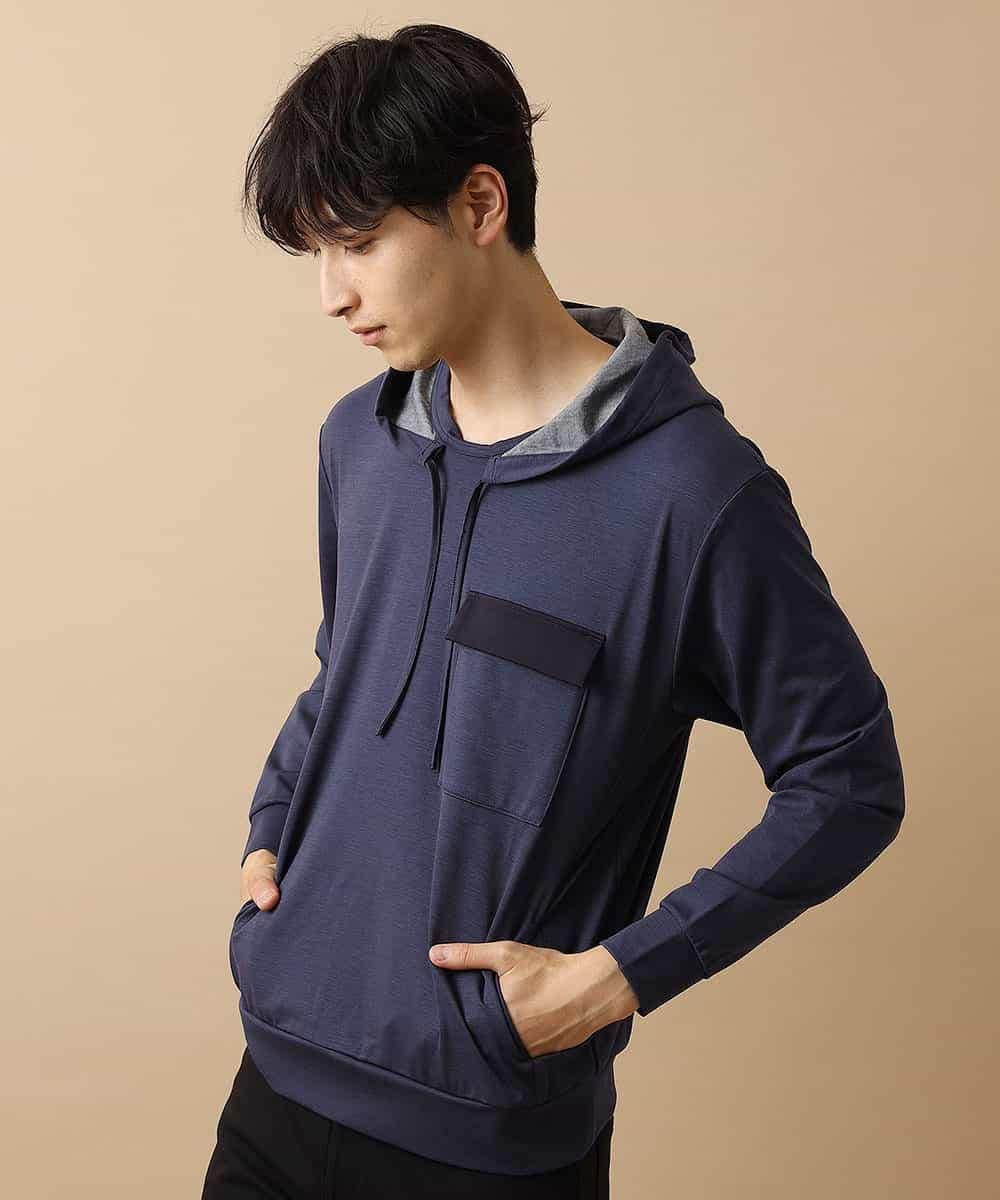 MKKJL05079 MK MICHEL KLEIN HOMME(MKミッシェルクランオム) オリジナルプルパーカー ネイビー
