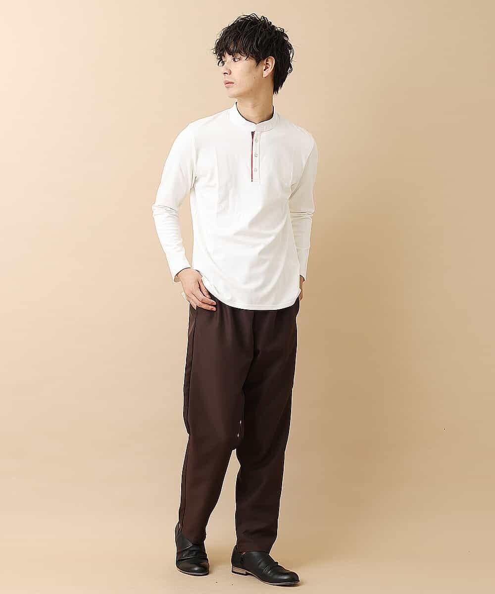 MKKJL07069 MK MICHEL KLEIN HOMME(MKミッシェルクランオム) バンドカラーカットソー ホワイト