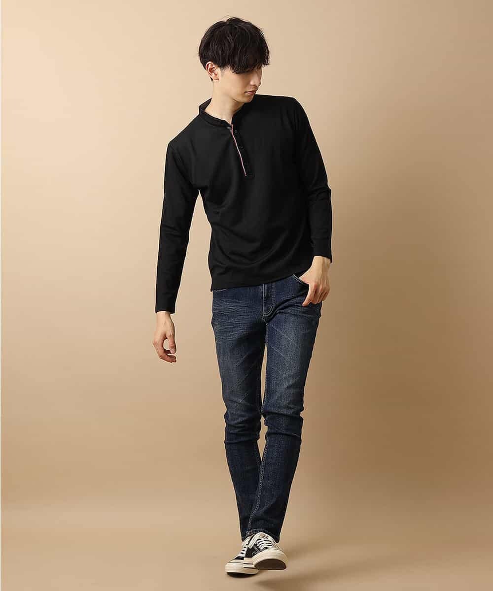 MKKJL07069 MK MICHEL KLEIN HOMME(MKミッシェルクランオム) バンドカラーカットソー ブラック