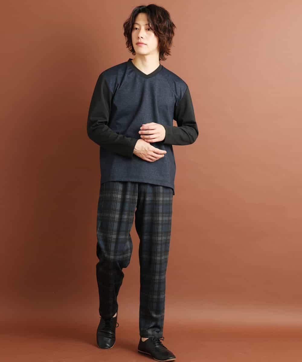 MKKJM40063 MK MICHEL KLEIN HOMME(MKミッシェルクランオム) ダブルフェイスプリント ネイビー
