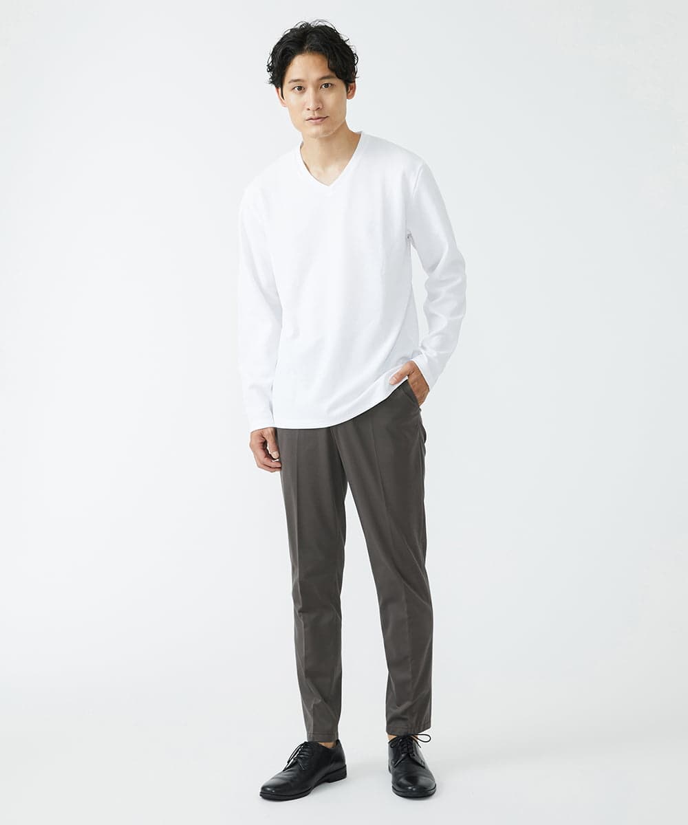 MKKJS02045 MK MICHEL KLEIN HOMME(MKミッシェルクランオム) ナシジ Vネックロングスリーブ  ホワイト(90)