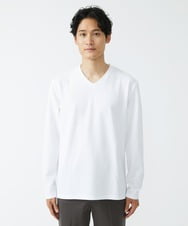 MKKJS02045 MK MICHEL KLEIN HOMME(MKミッシェルクランオム) ナシジ Vネックロングスリーブ  ホワイト(90)