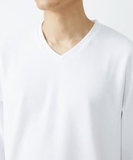 MKKJS02045 MK MICHEL KLEIN HOMME(MKミッシェルクランオム) ナシジ Vネックロングスリーブ  ホワイト(90)