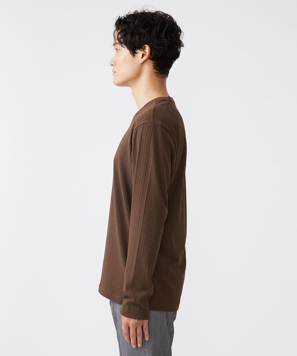 MKKJS55059 MK MICHEL KLEIN HOMME(MKミッシェルクランオム) ストレッチストライプカットソー ブラウン(87)