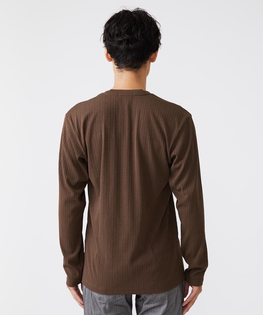 MKKJS55059 MK MICHEL KLEIN HOMME(MKミッシェルクランオム) ストレッチストライプカットソー ブラウン(87)