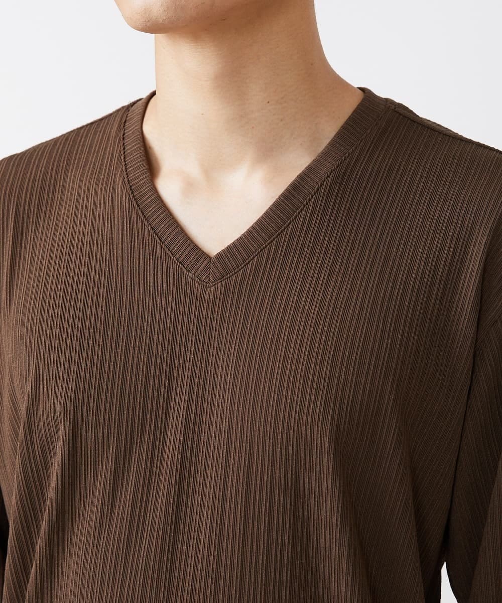 MKKJS55059 MK MICHEL KLEIN HOMME(MKミッシェルクランオム) ストレッチストライプカットソー ブラウン(87)