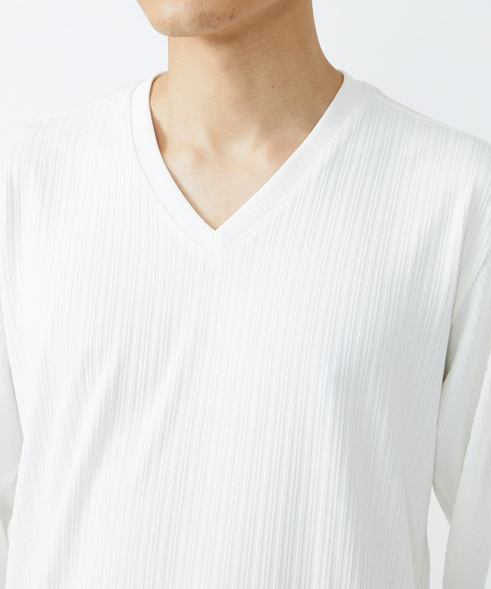 MKKJS55059 MK MICHEL KLEIN HOMME(MKミッシェルクランオム) ストレッチストライプカットソー ホワイト(90)