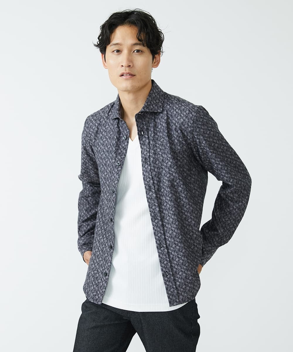 MKKJS55059 MK MICHEL KLEIN HOMME(MKミッシェルクランオム) ストレッチストライプカットソー ホワイト(90)