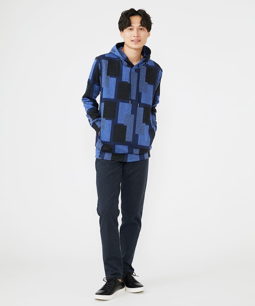MKKJU11099 MK MICHEL KLEIN HOMME(MKミッシェルクランオム) ダブルジャガードブロックパーカー ネイビー(57)
