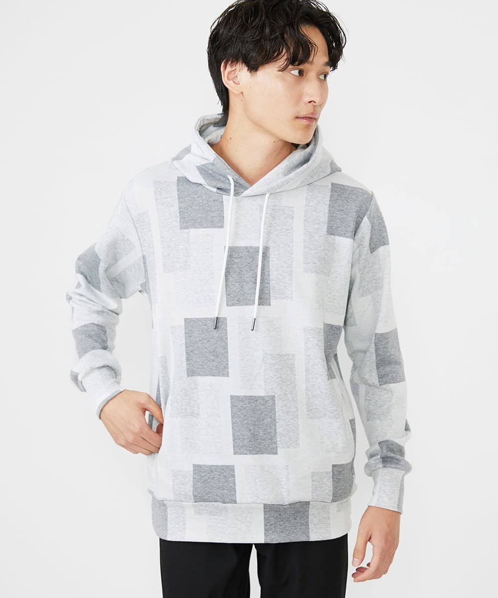 MKKJU11099 MK MICHEL KLEIN HOMME(MKミッシェルクランオム) ダブルジャガードブロックパーカー ホワイト(90)
