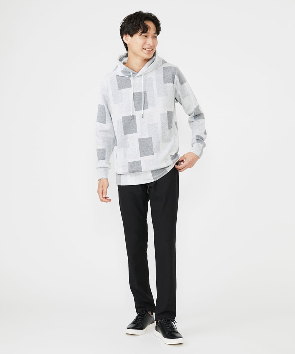 MKKJU11099 MK MICHEL KLEIN HOMME(MKミッシェルクランオム) ダブルジャガードブロックパーカー ホワイト(90)